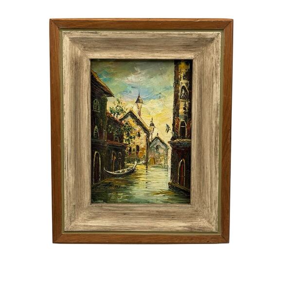 Vintage Original Oil Painting Venice Italy Canal Signed Framed 8x10 Art Adams? - Picture 1 of 11